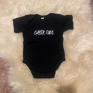 Black Baby Onesie with Cheese Curd Design
